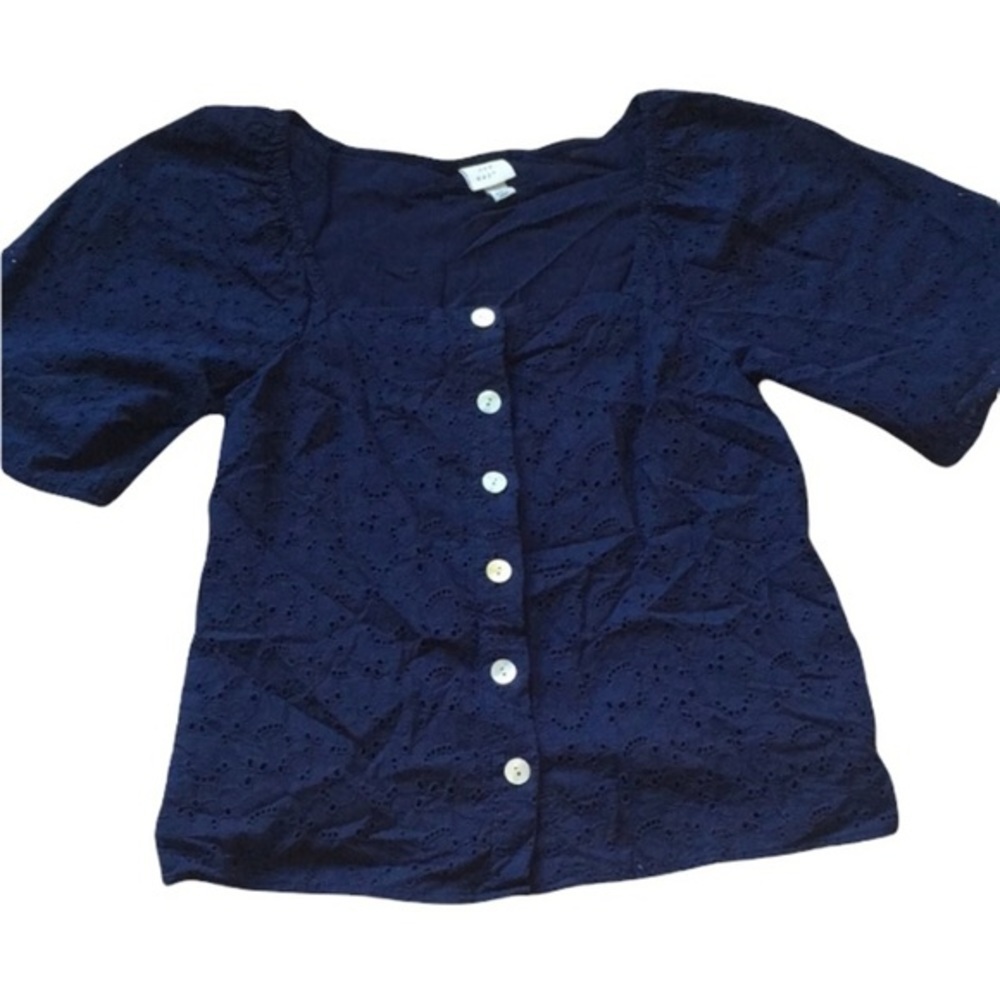 A New Day Navy Blue Button Down Blouse